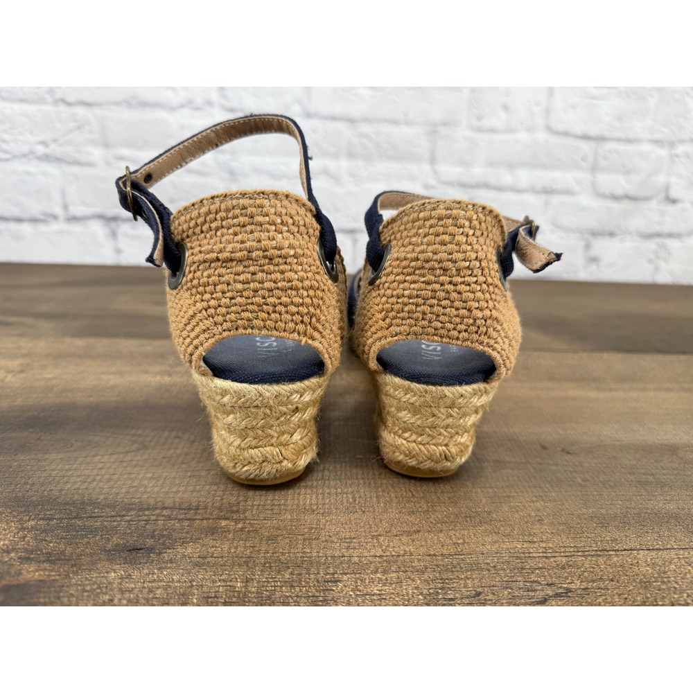 VISCATA Navy Canvas Espadrille Wedge Sandals with Ankle Strap - Picture 3 of 9